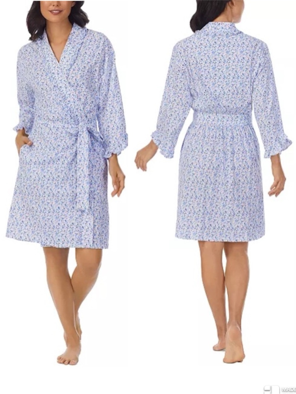 Eileen West Floral Ruffle Hem Robe